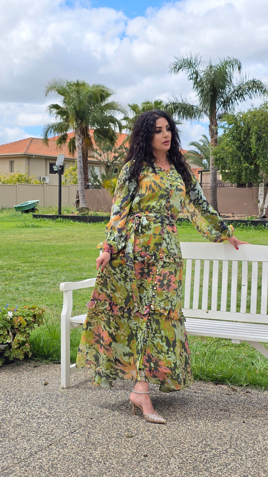 Jungle Canopy Frill Detail Dress