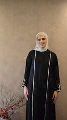 Black Veil Open Zip Abaya