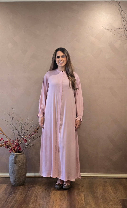 Pink Gathered Sleeves Abaya