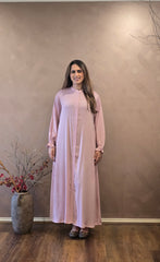 Pink Gathered Sleeves Abaya