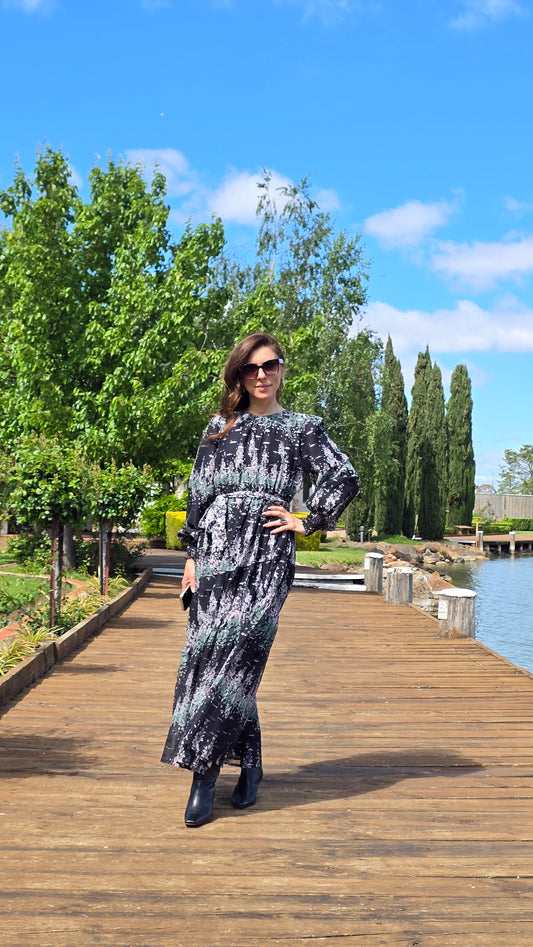 Noir Bloom Maxi Dress