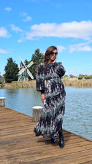 Noir Bloom Maxi Dress