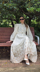 Threaded Bloom Brown Embroidered Dress