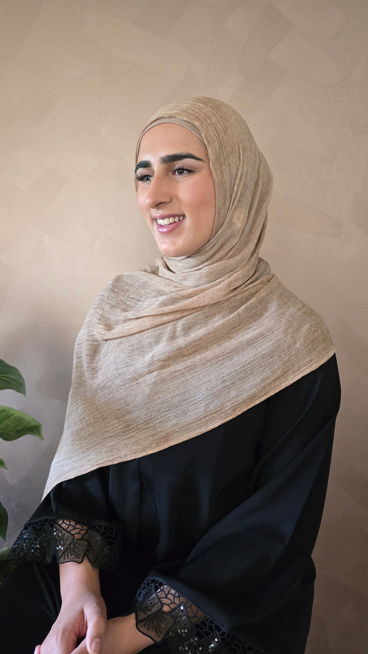 Fawn Dirty Rayon Wrinkled Hijab
