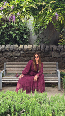 Burgundy Tiered Cascade Dress