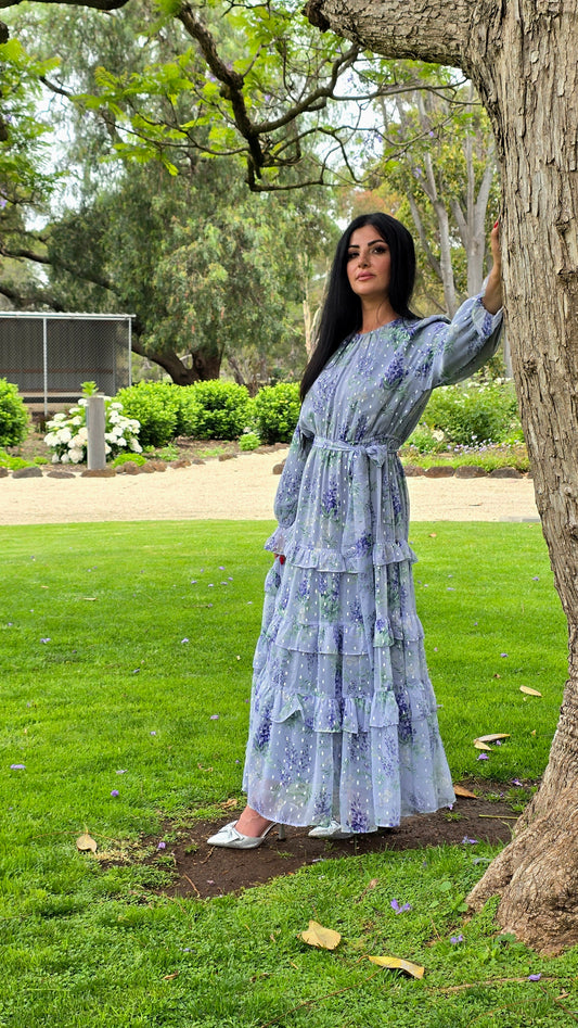 Wisteria Whisper Tiered Cascade Dress