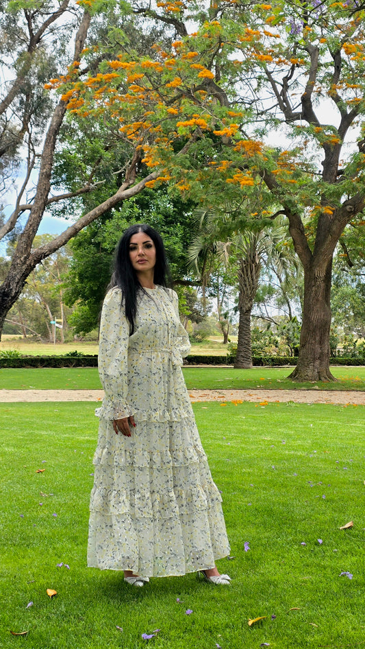 Lemon Gleam Tiered Cascade Dress