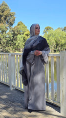 Pleated Grey Closed Abaya