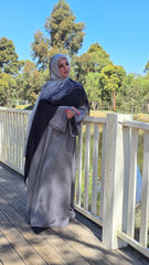 Pleated Grey Closed Abaya