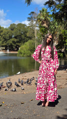 Fuchsia Bloom Reverie Lace Tiered Dress