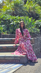 Fuchsia Bloom Reverie Lace Tiered Dress