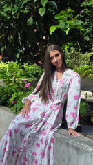 Vintage Pink Rose Lace Tiered Dress