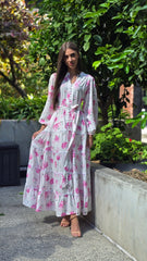 Vintage Pink Rose Lace Tiered Dress