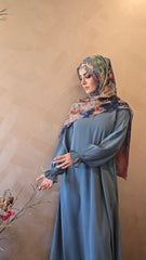 Grey Teal Meadow Closed Abaya