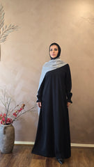 Black Gathered Sleeves Closed Abaya