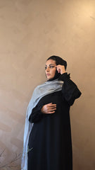 Black Gathered Sleeves Closed Abaya
