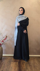 Black Gathered Sleeves Closed Abaya