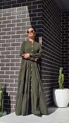 Dark Olive Cascade Abaya