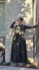 Dark Olive Cascade Abaya
