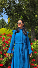 Cobalt Whisper Regency Lace Dress