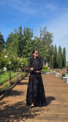 Noir Bloom Lace Tiered Dress