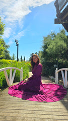 Wine Bloom Lace Tiered Dress