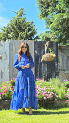 Cobalt Bloom Lace Tiered Dress