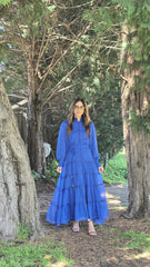 Cobalt Bloom Lace Tiered Dress