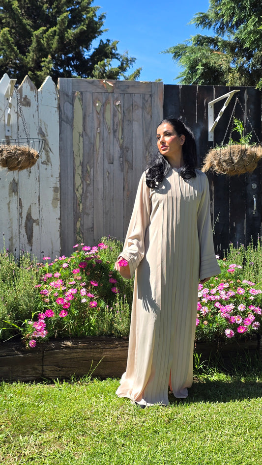 Cream Pleated Grace Abaya