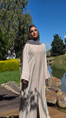 Cream Pleated Grace Abaya