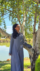 Bluish Grey Regal Fold Abaya