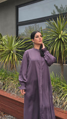 Classic Dusty Plum Abaya With Elastic Cuffs