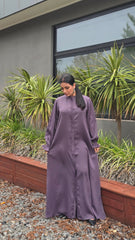 Classic Dusty Plum Abaya With Elastic Cuffs