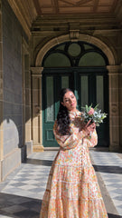 Peach Blossom Lace Tiered Dress