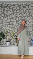 Sage Lace Abaya Set