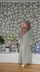 Sage Lace Abaya Set