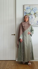 Sage Lace Abaya Set