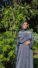 Dark Grey Statement Sleeve Abaya