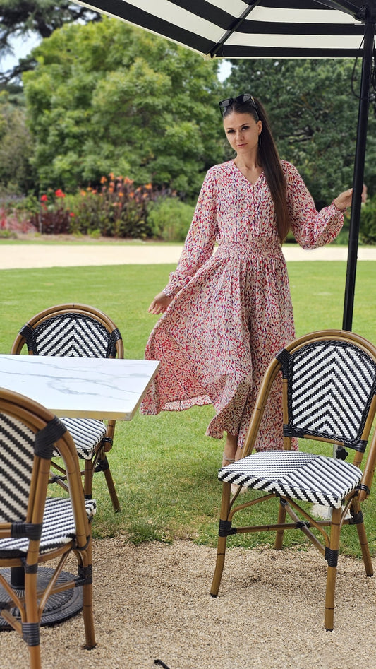 Modern Art Shirred Waist Dress