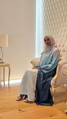 Blue Horizon Ombre Satin Abaya Set