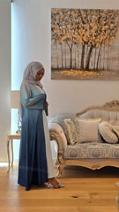 Blue Horizon Ombre Satin Abaya Set