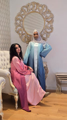 Blue Horizon Ombre Satin Abaya Set