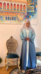 Blue Horizon Ombre Satin Abaya Set