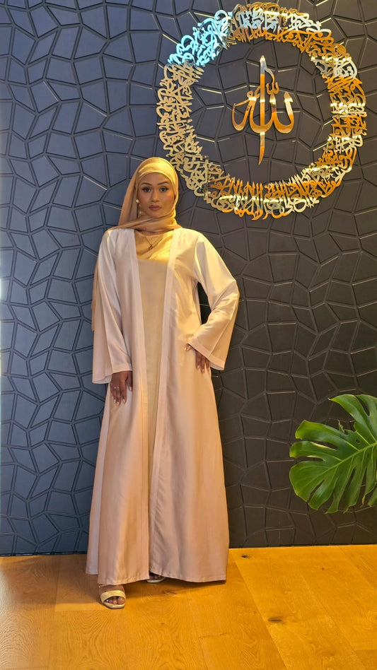 Golden Glow Ombre Satin Abaya Set
