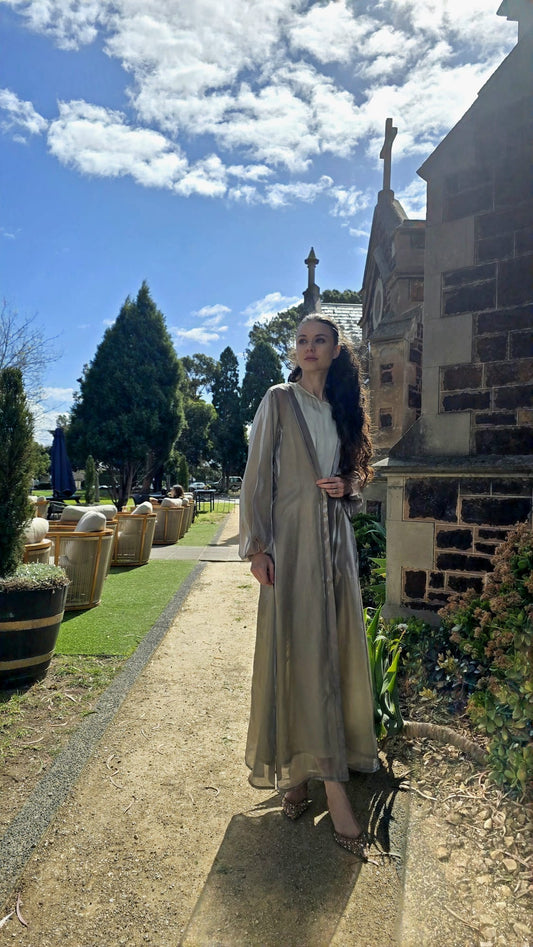 Olive Organza Abaya Set