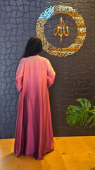 Pink Mirage Ombre Satin Abaya Set