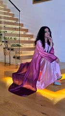 Pink Mirage Ombre Satin Abaya Set