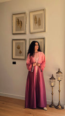 Pink Mirage Ombre Satin Abaya Set