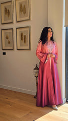 Pink Mirage Ombre Satin Abaya Set