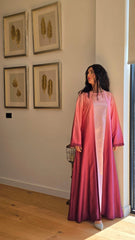 Pink Mirage Ombre Satin Abaya Set